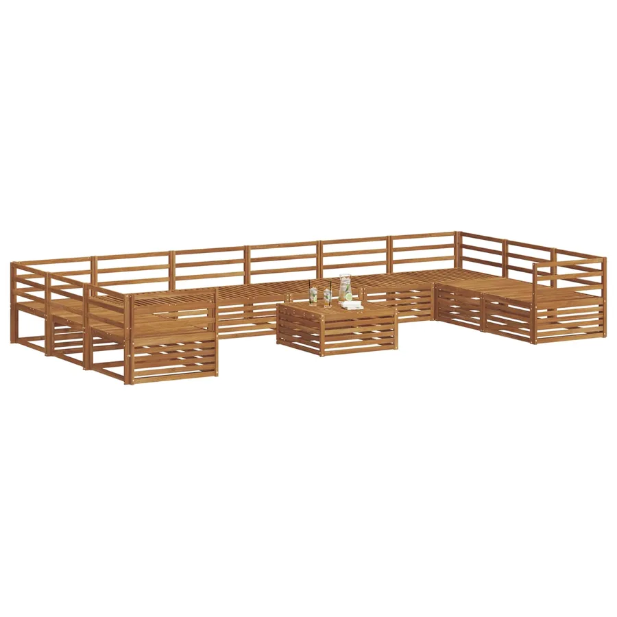 Ensembles de canapés 11 pcs Naturel Bois d'Acacia Massif - 3