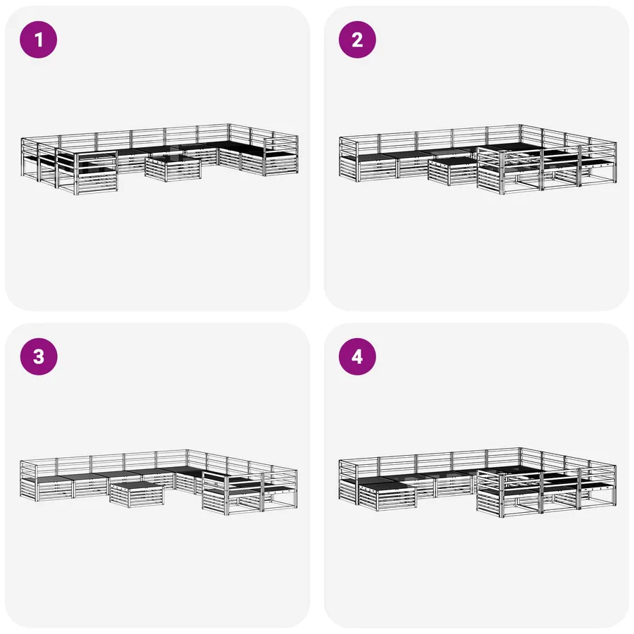 Ensembles de canapés 11 pcs Naturel Bois d'Acacia Massif - 9