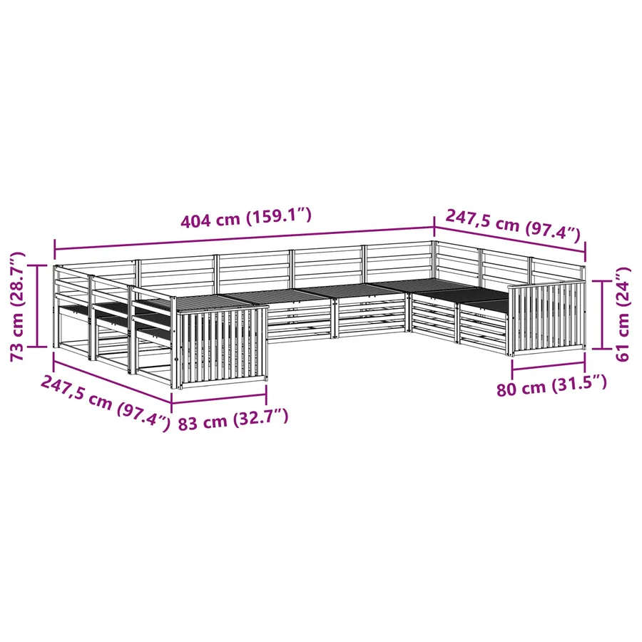 Ensemble de canapés d'extérieur 9 pcs Naturel - 8