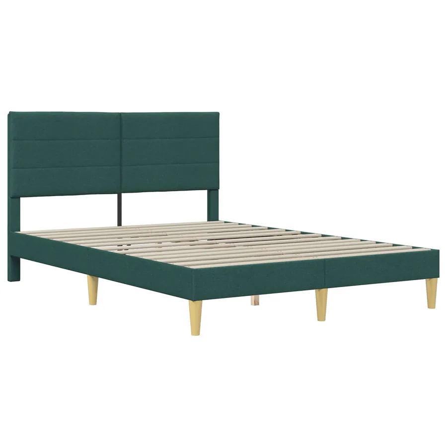 Cadre de lit avec tête de lit Vert foncé 140 x 190 cm Tissu - 3