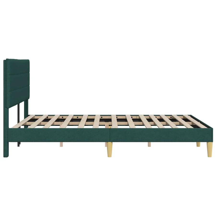 Cadre de lit avec tête de lit Vert foncé 140 x 190 cm Tissu - 5