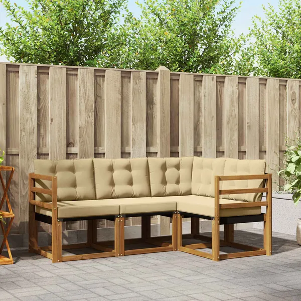 Ensemble de canapés d'extérieur 4 pcs Naturel et Beige