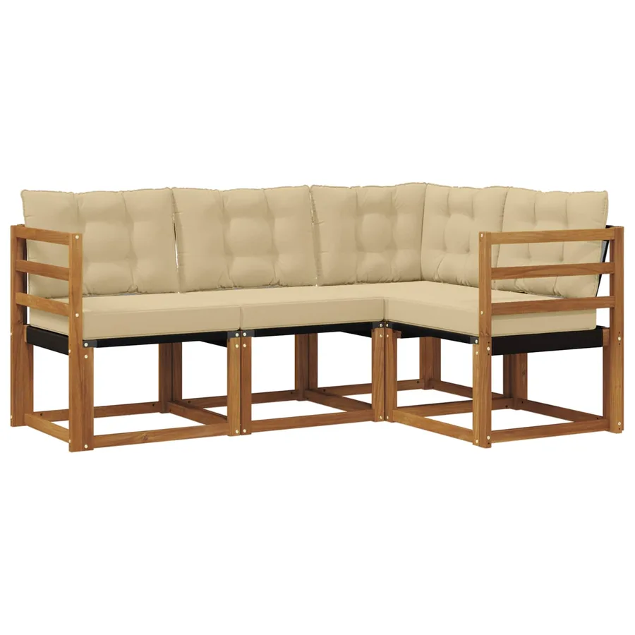 Ensemble de canapés d'extérieur 4 pcs Naturel et Beige - 2