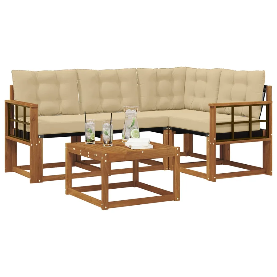 Ensemble de canapés d'extérieur 5 pcs Naturel et Beige - 3