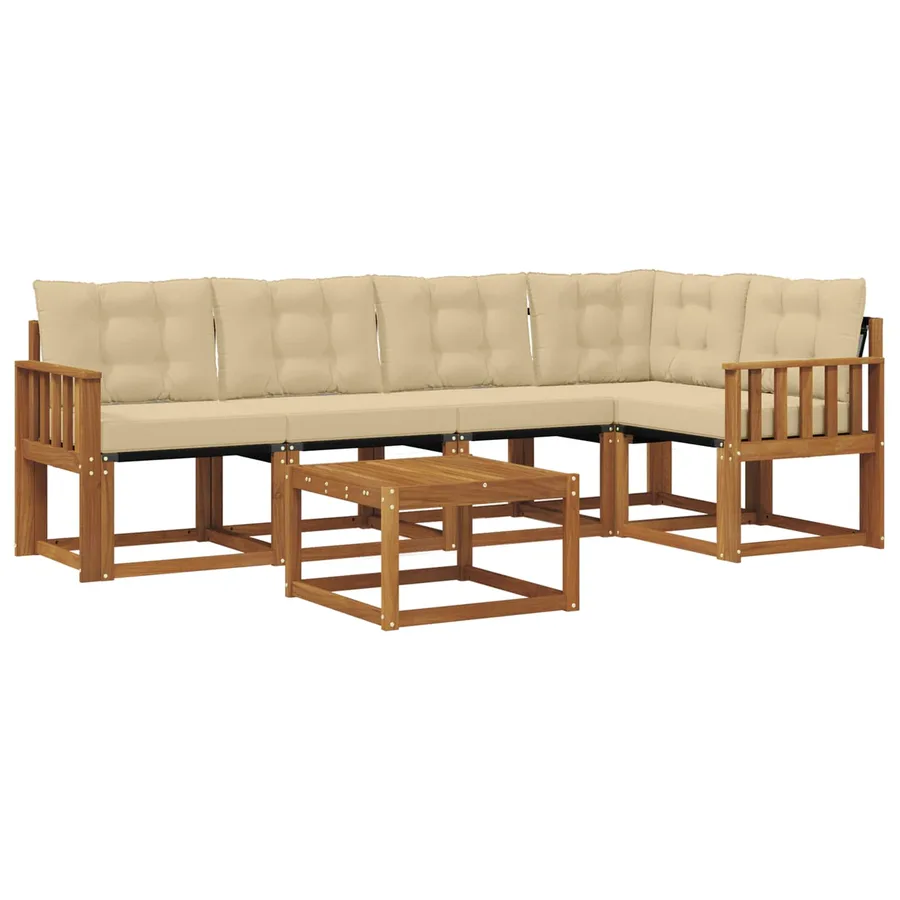 Ensemble de canapés d'extérieur 6 pcs Naturel et Beige - 2