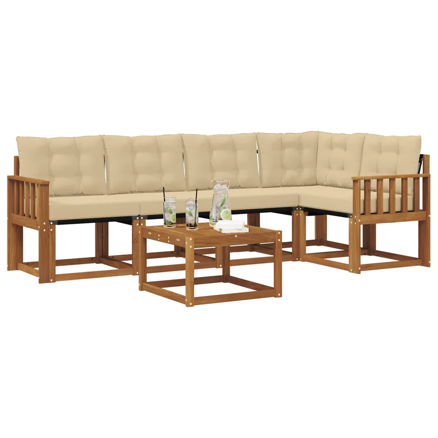 Ensemble de canapés d'extérieur 6 pcs Naturel et Beige - 3