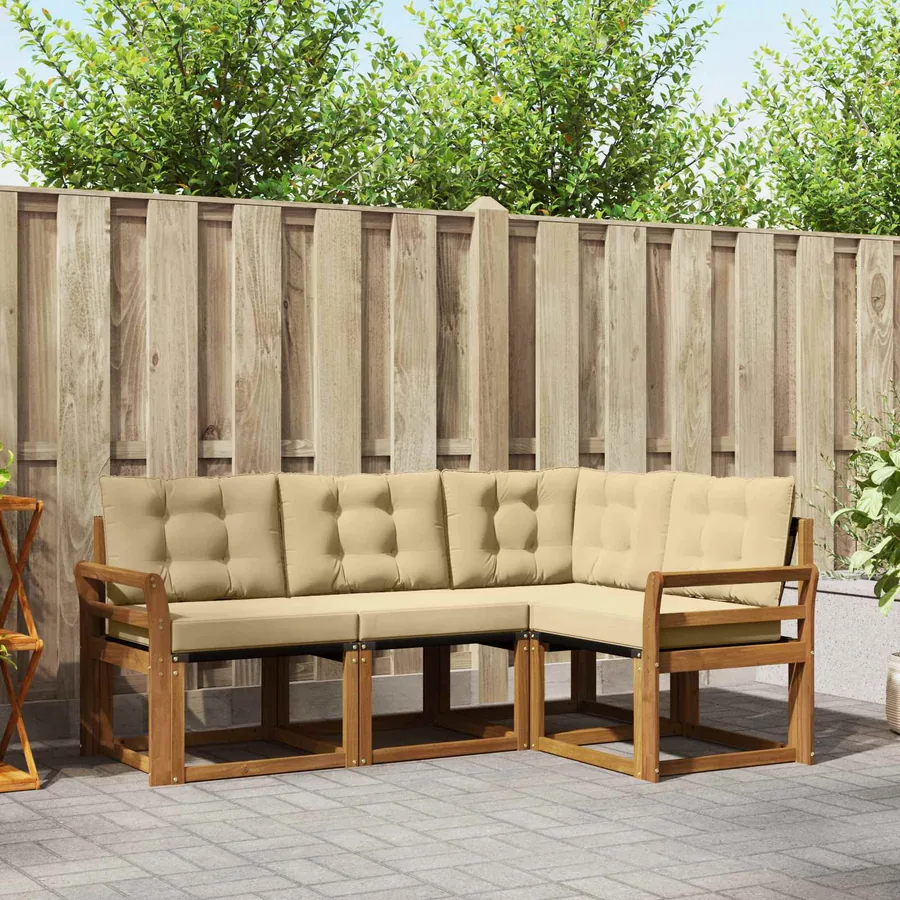 Ensemble de canapés d'extérieur 4 pcs Naturel et Beige