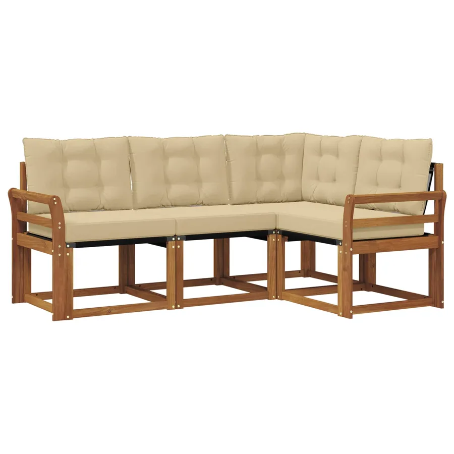 Ensemble de canapés d'extérieur 4 pcs Naturel et Beige - 2