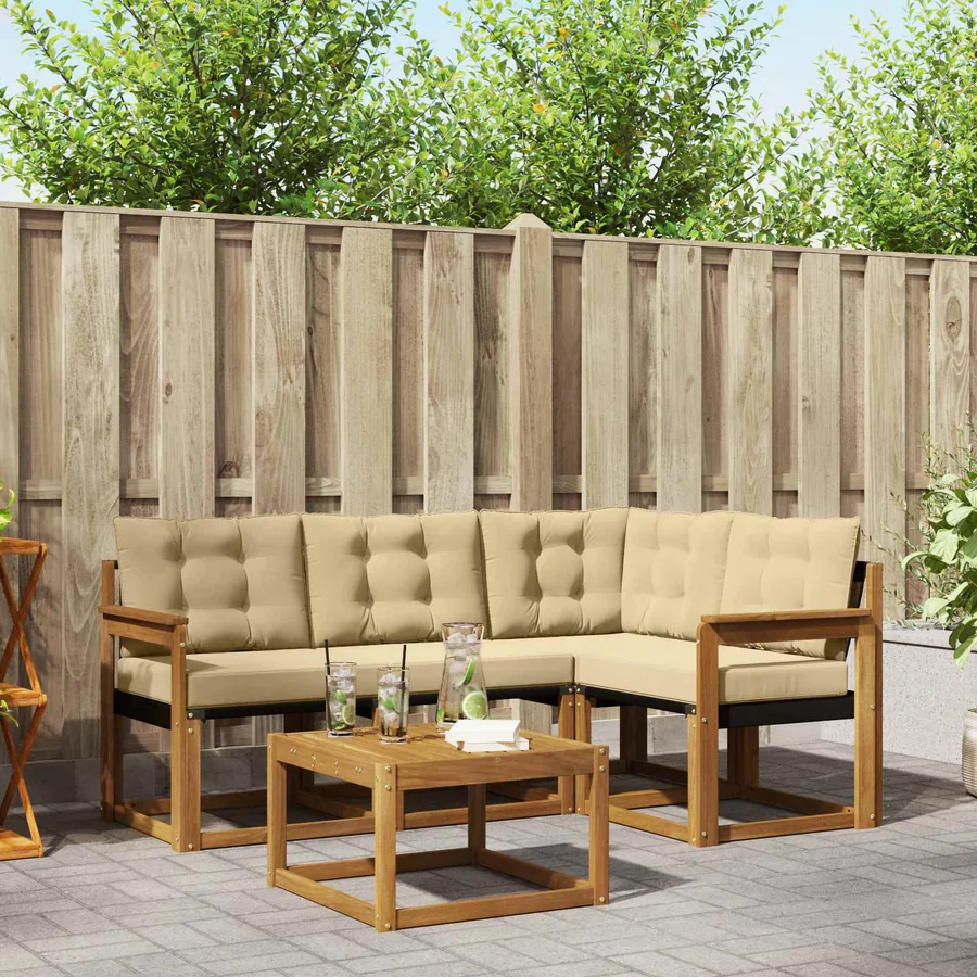 Ensemble de canapés d'extérieur 5 pcs Naturel et Beige