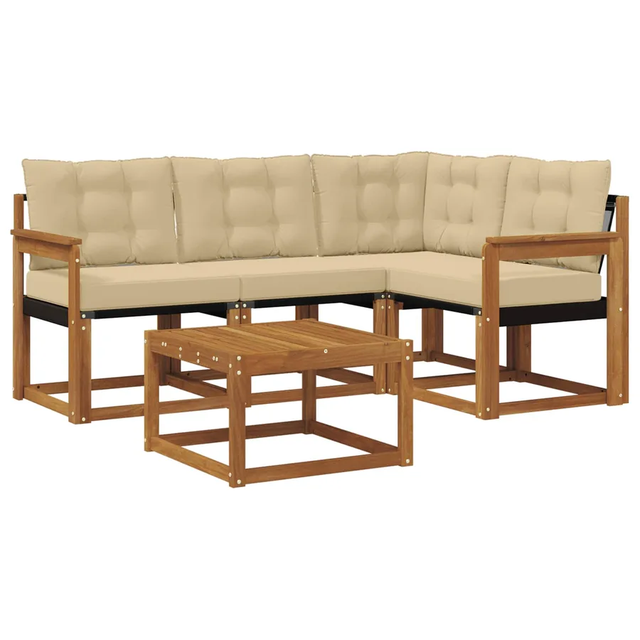 Ensemble de canapés d'extérieur 5 pcs Naturel et Beige - 2