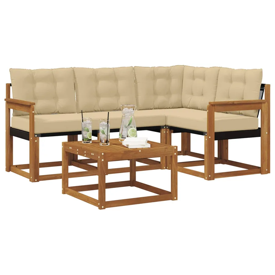Ensemble de canapés d'extérieur 5 pcs Naturel et Beige - 3