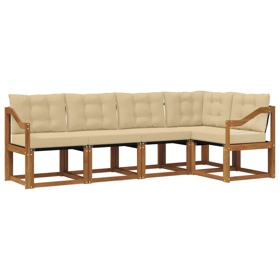 Ensemble de canapés d'extérieur 5 pcs Naturel et Beige - 2