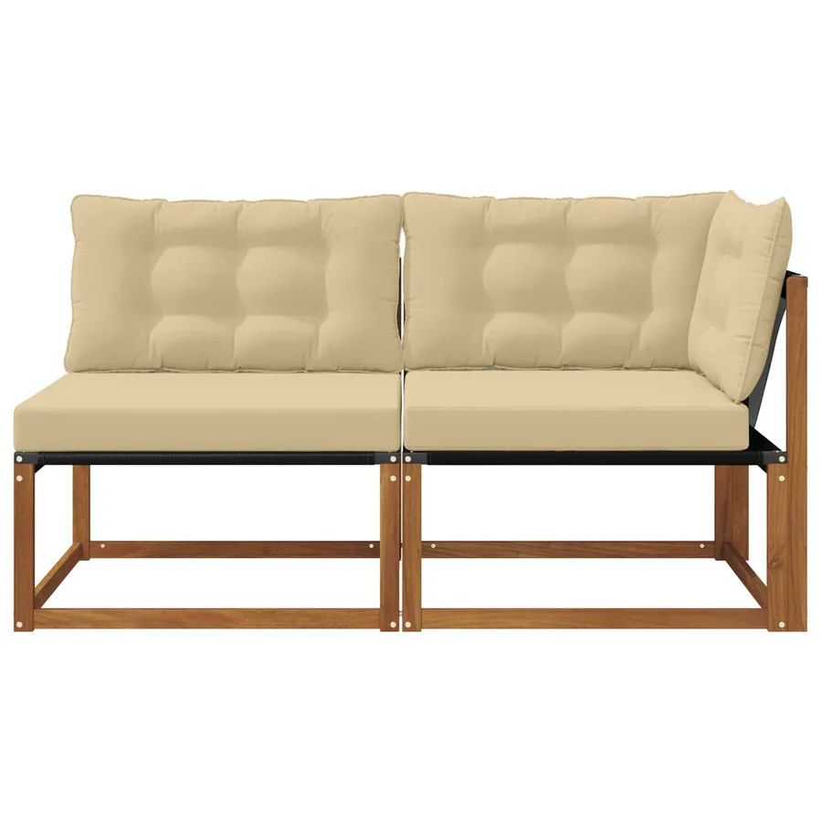 Canapé d’extérieur milieu et coin avec coussin 7 Pièce Naturel - 5