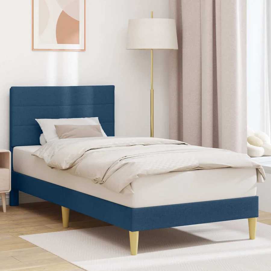 Cadre de lit avec tête de lit Bleu 80 x 200 cm Tissu