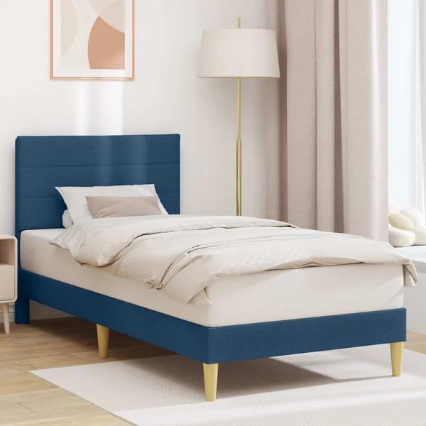 Cadre de lit avec tête de lit Bleu 80 x 200 cm Tissu