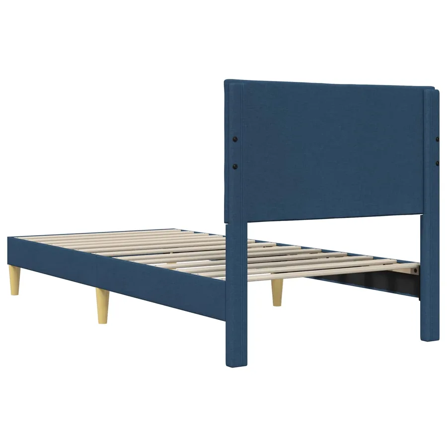 Cadre de lit avec tête de lit Bleu 80 x 200 cm Tissu - 6