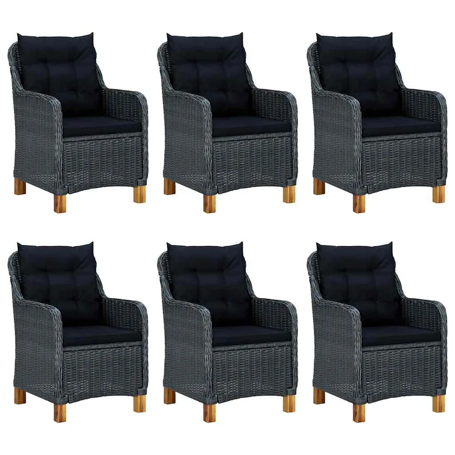 Ensemble à manger de jardin 7 pcs Gris foncé - 2