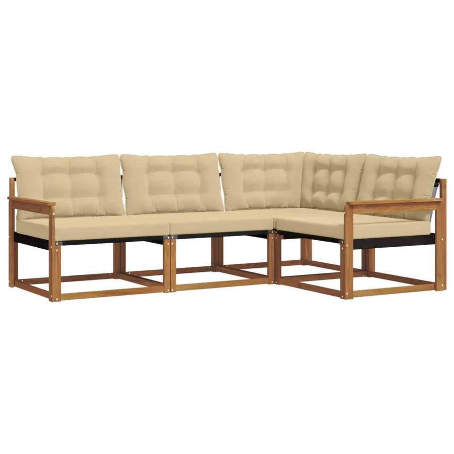 Ensemble de canapés d'extérieur 4 pcs Naturel et Beige - 2