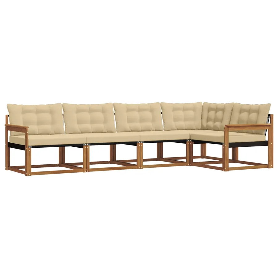 Ensemble de canapés d'extérieur 5 pcs Naturel et Beige - 2