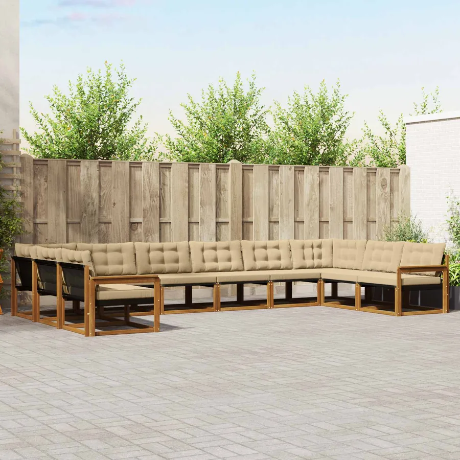 Ensemble de canapés d'extérieur 10 pcs Naturel et Beige