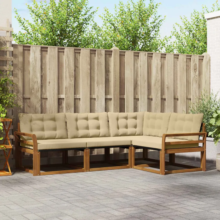 Ensemble de canapés d'extérieur 4 pcs Naturel et Beige
