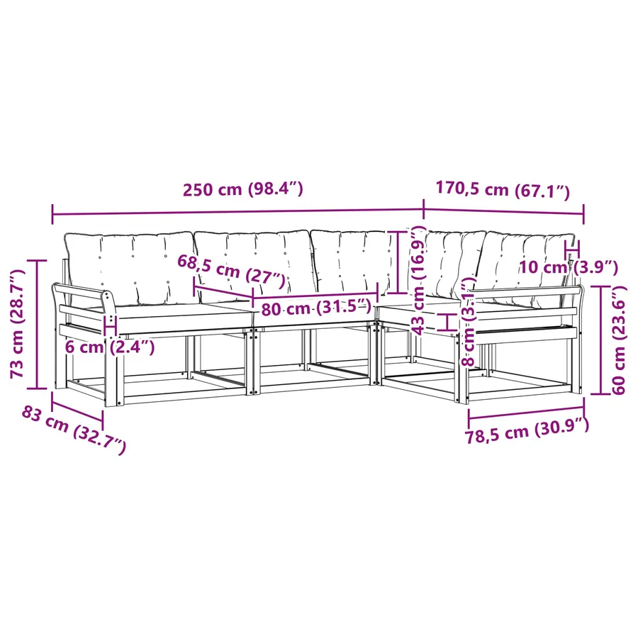 Ensemble de canapés d'extérieur 4 pcs Naturel et Beige - 11