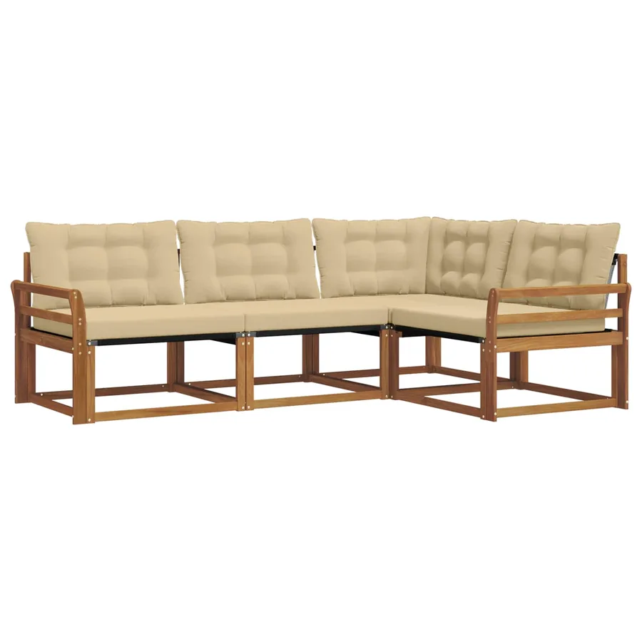 Ensemble de canapés d'extérieur 4 pcs Naturel et Beige - 2