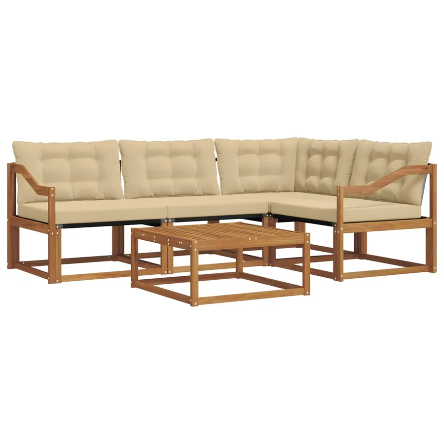 Ensemble de canapés d'extérieur 5 pcs Naturel et Beige - 2