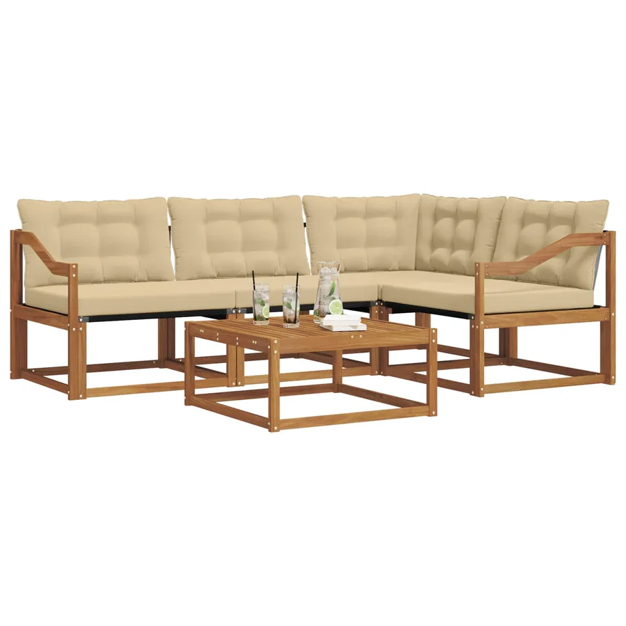 Ensemble de canapés d'extérieur 5 pcs Naturel et Beige - 3