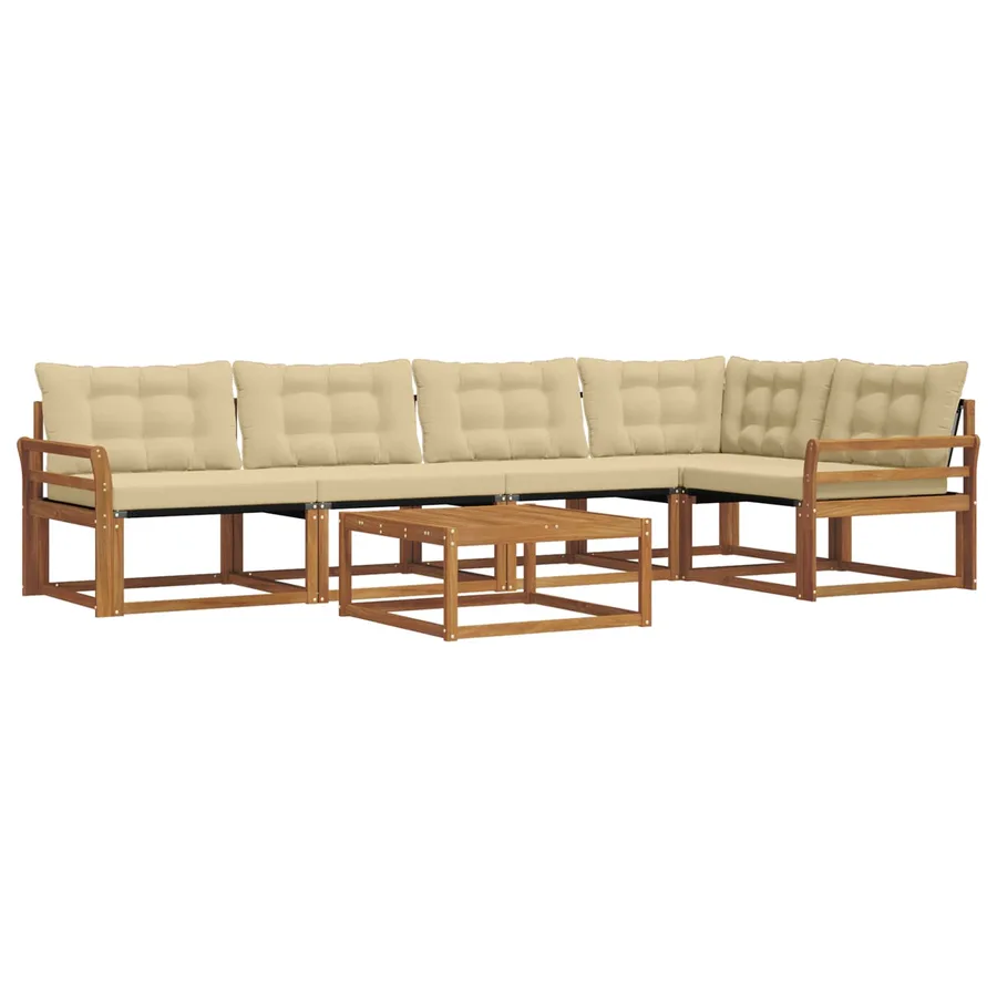 Ensemble de canapés d'extérieur 6 pcs Naturel et Beige - 2