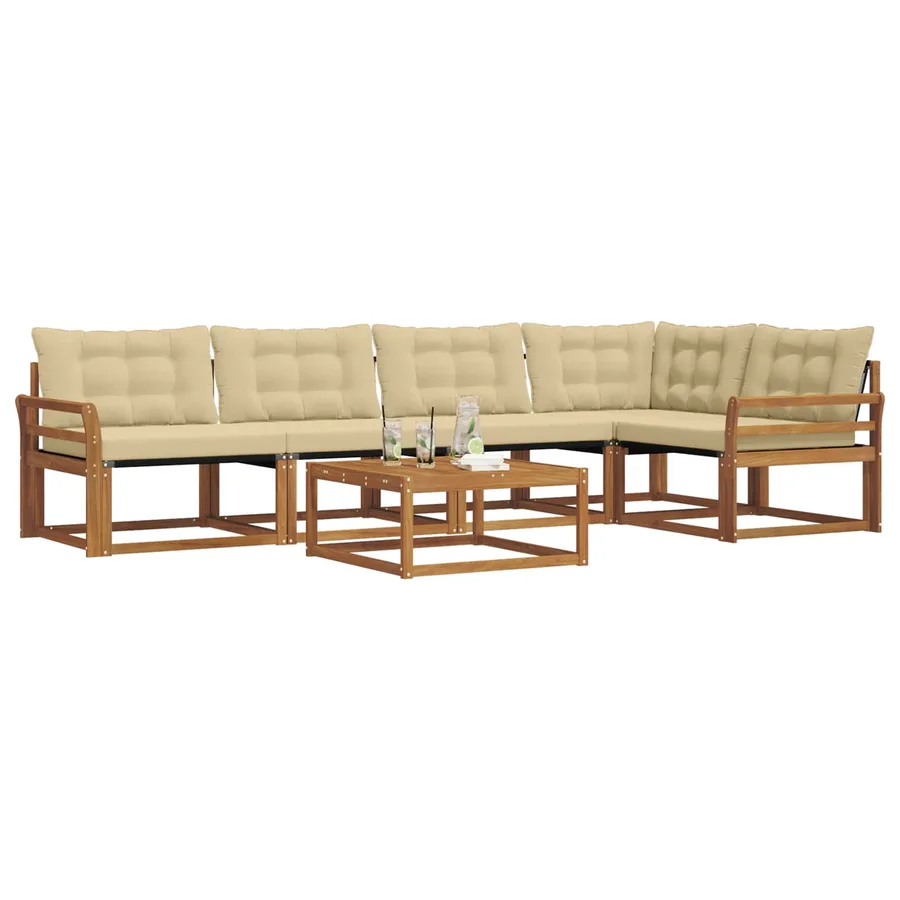 Ensemble de canapés d'extérieur 6 pcs Naturel et Beige - 3