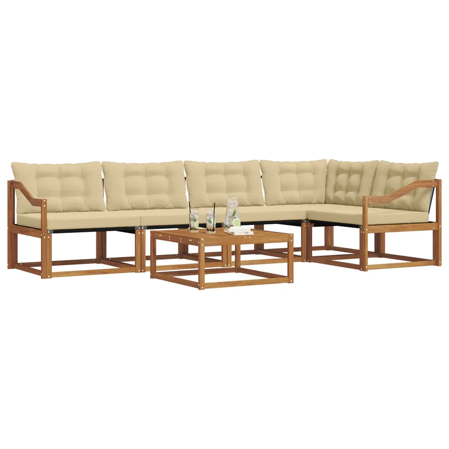 Ensemble de canapés d'extérieur 6 pcs Naturel et Beige - 3