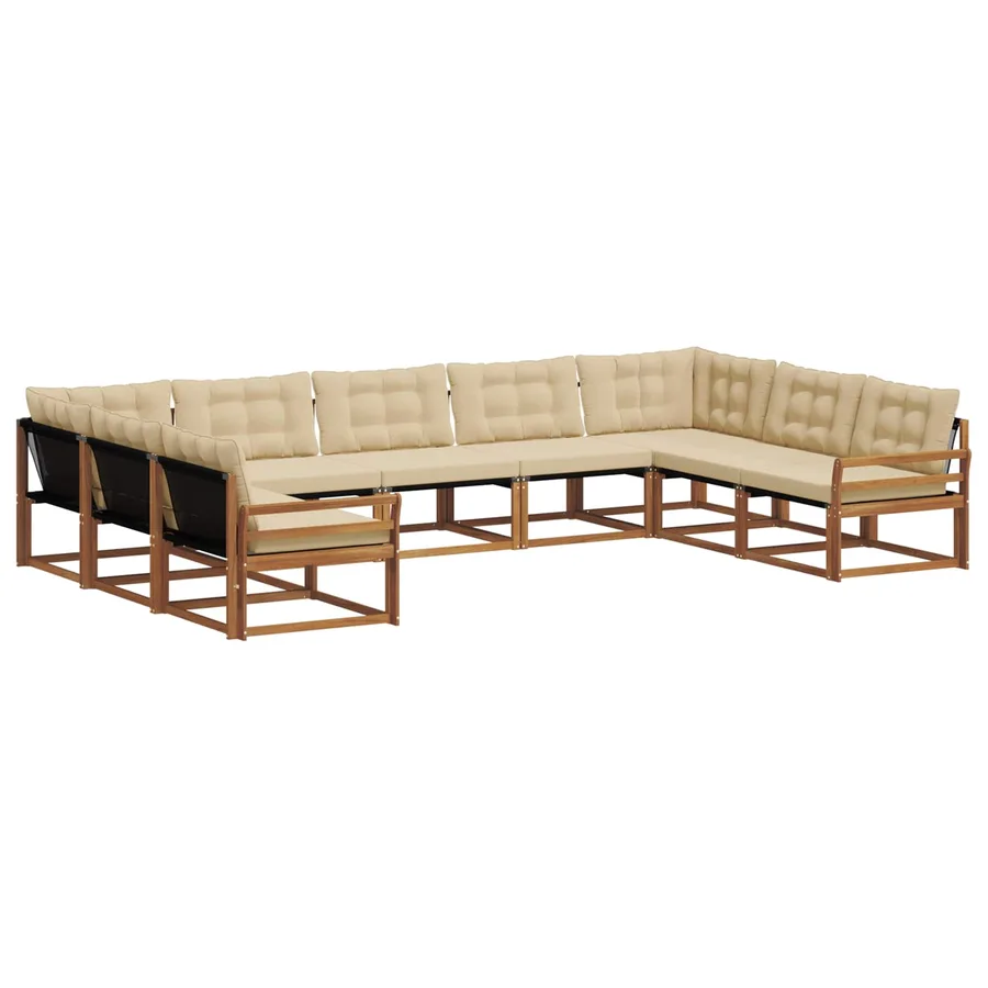 Ensemble de canapés d'extérieur 9 pcs Naturel et Beige - 2