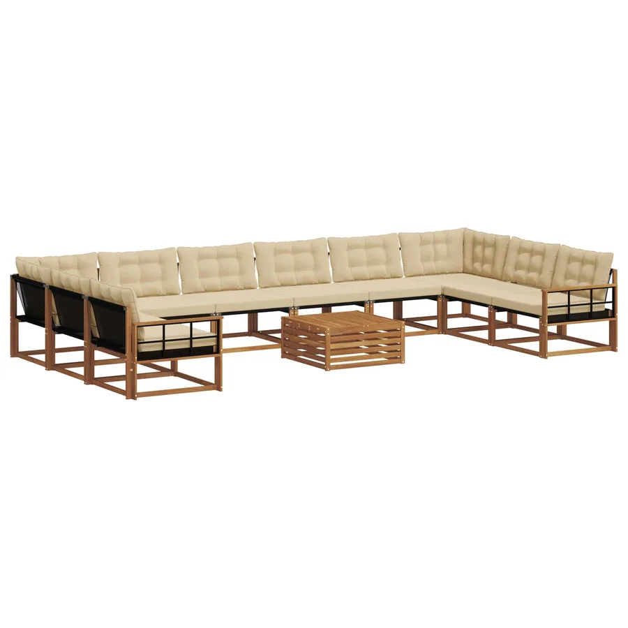 Ensemble de canapés d'extérieur 11 pcs Naturel et Beige - 2