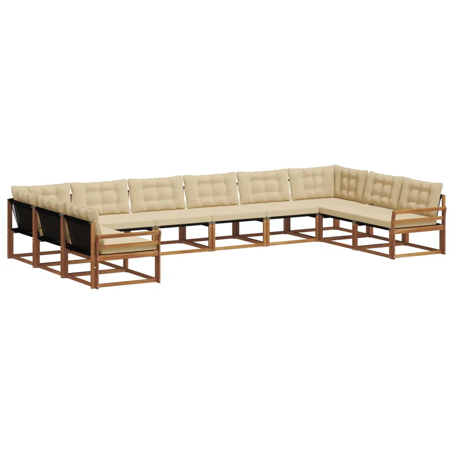 Ensemble de canapés d'extérieur 10 pcs Naturel et Beige - 2