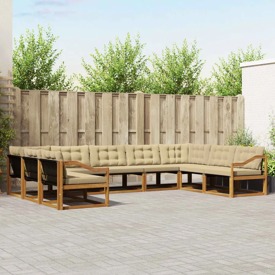 Ensemble de canapés d'extérieur 9 pcs Naturel et Beige