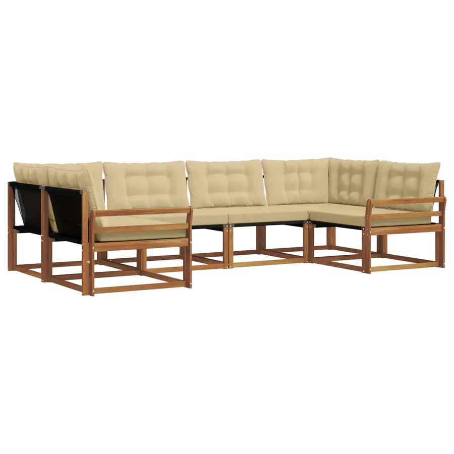 Ensemble de canapés d'extérieur 6 pcs Naturel et Beige - 2