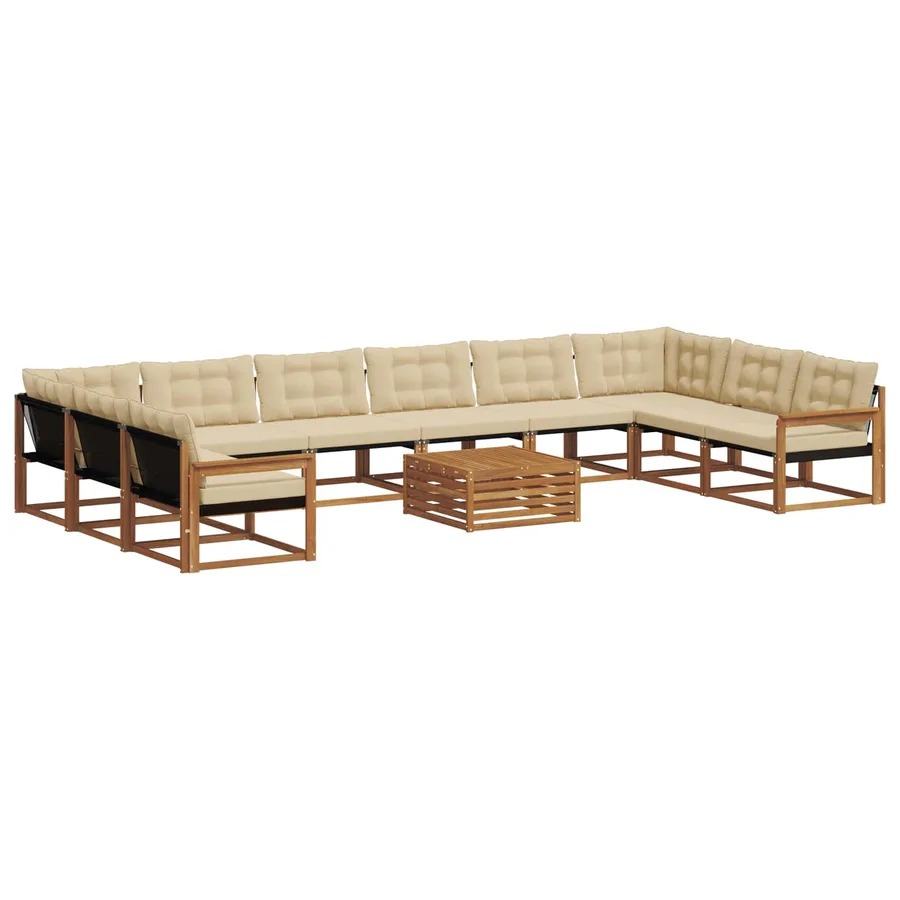 Ensemble de canapés d'extérieur 11 pcs Naturel et Beige - 2