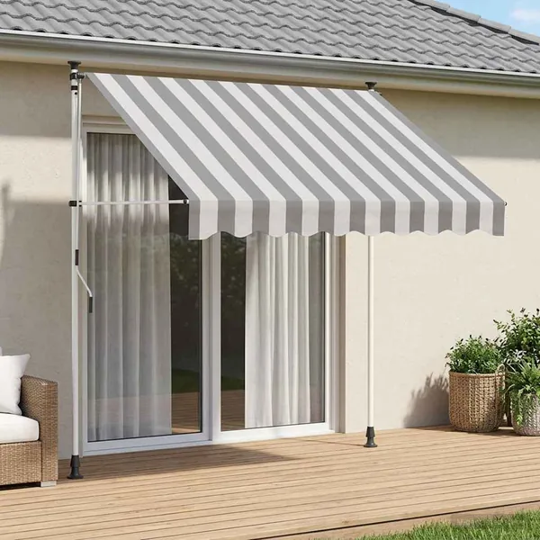 Auvent rétractable manuel Anthracite et blanc 350 cm