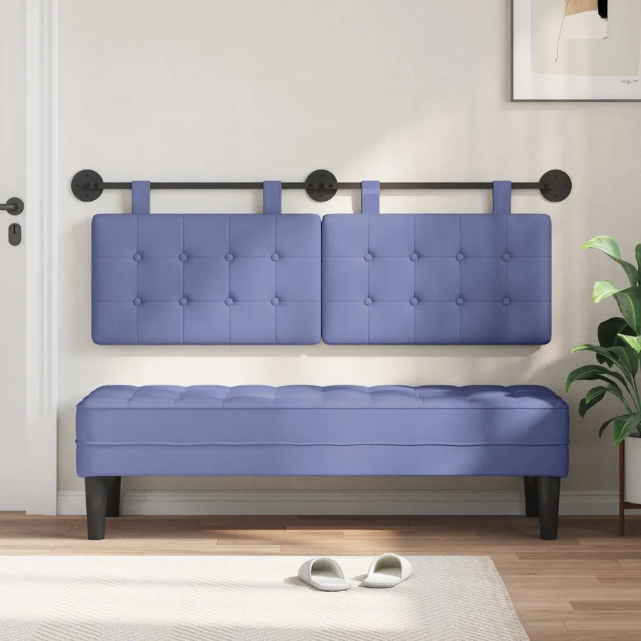 Tête de lit suspendue Bleu denim Tissu - 3