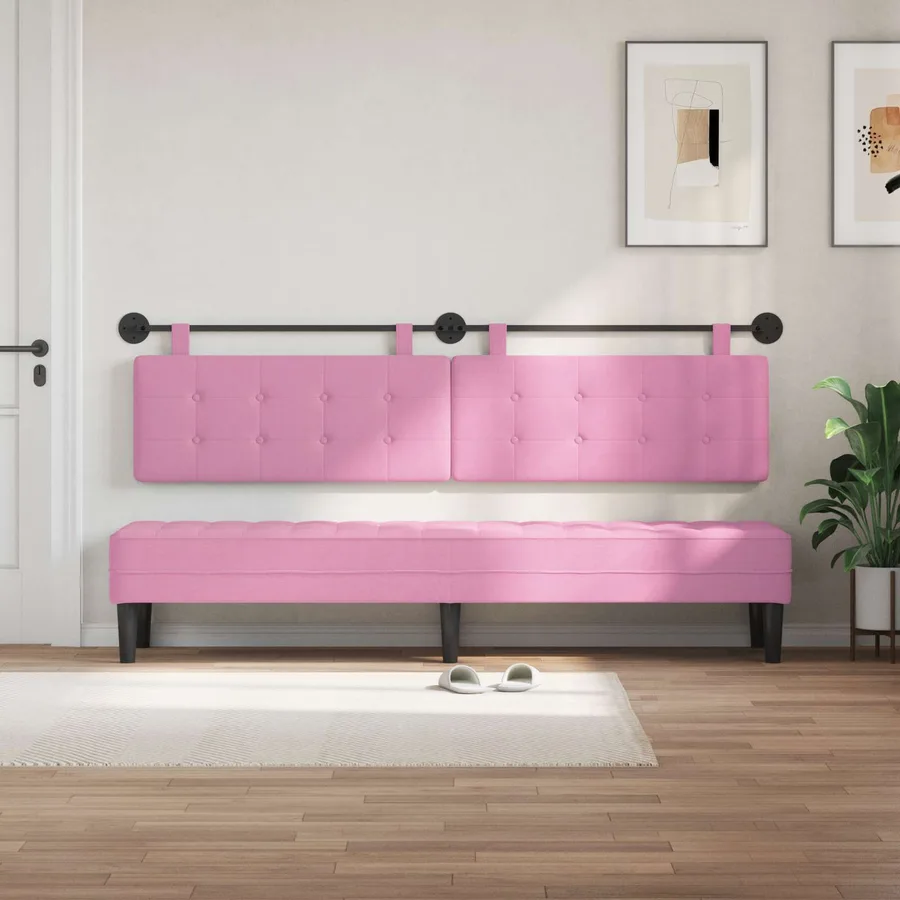 Tête de lit suspendue Rose tissu - 3