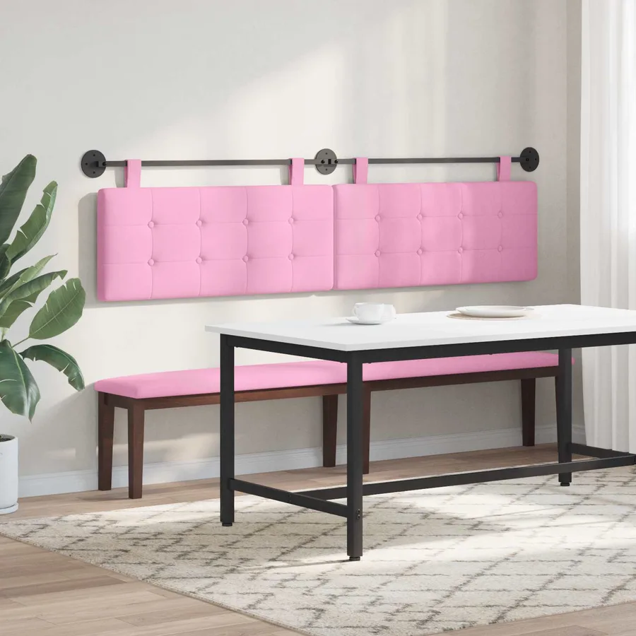 Tête de lit suspendue Rose tissu - 4