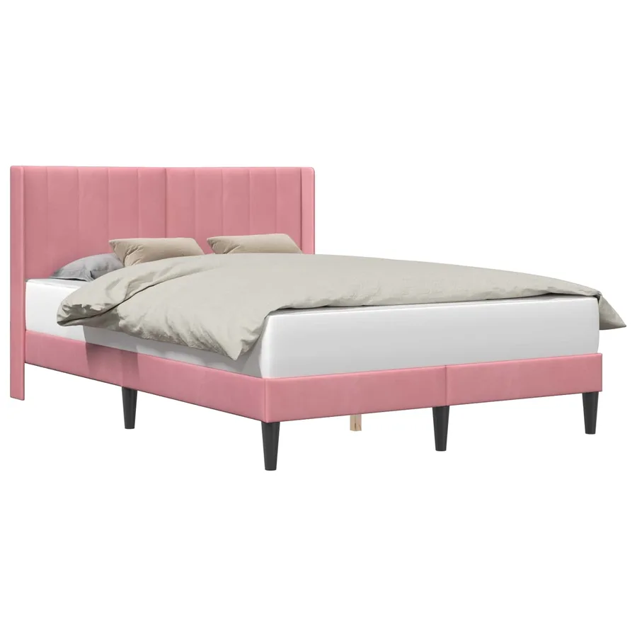 Cadre de lit avec tête de lit Rose 160 x 200 cm Velours - 2