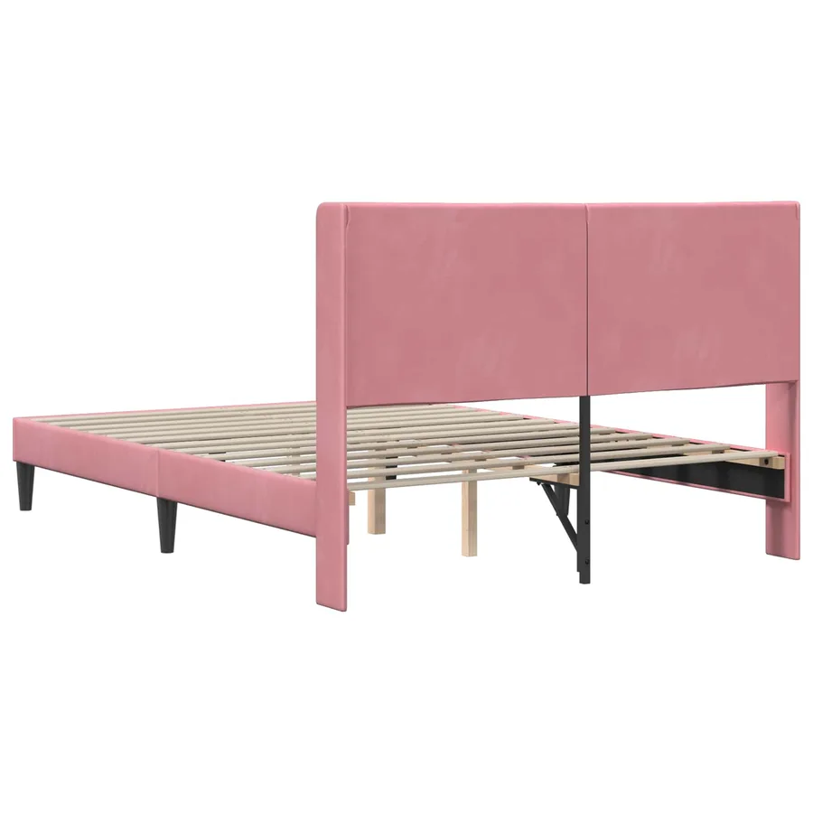 Cadre de lit avec tête de lit Rose 160 x 200 cm Velours - 6