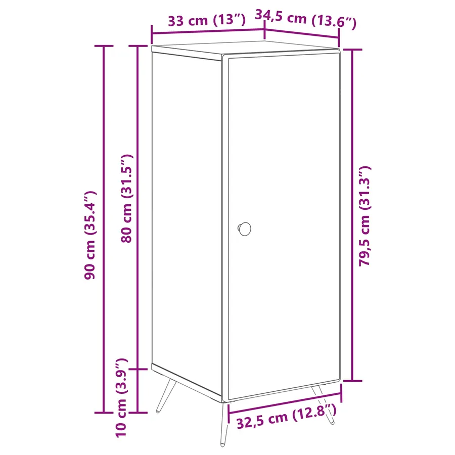 Buffet Blanc 33 x 34,5 x 90 cm Bois d'ingénierie - 13
