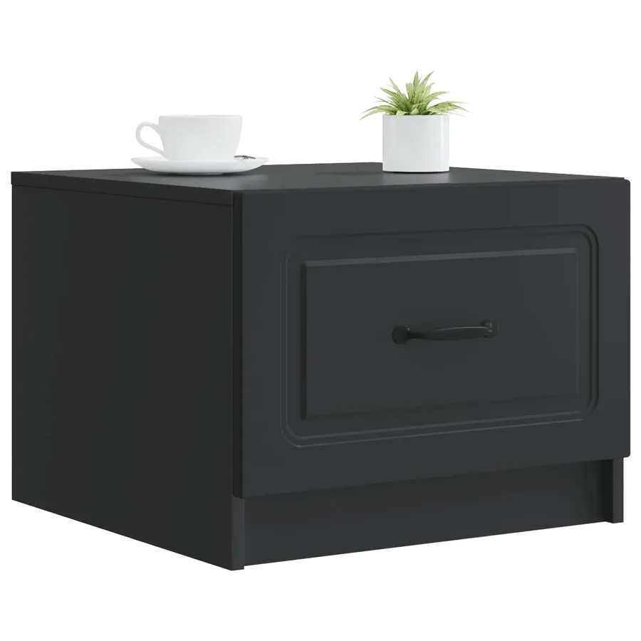 Table basse avec tiroir Noir 49 x 50 x 37 cm Bois d'ingénierie - 3