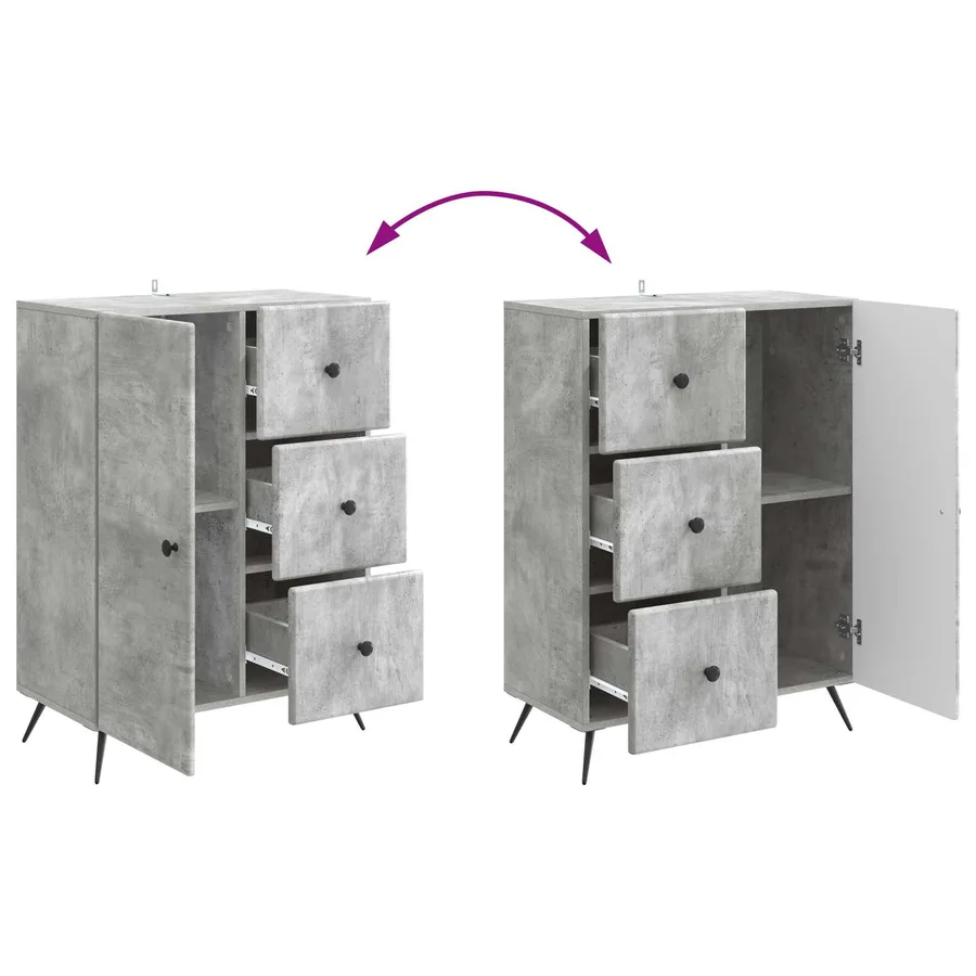 Buffet Gris béton 66 x 34,5 x 90 cm Bois d'ingénierie - 10