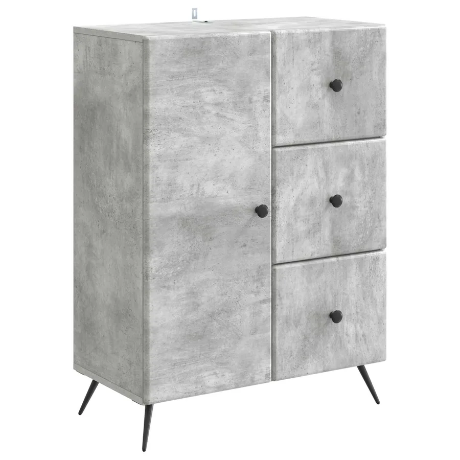 Buffet Gris béton 66 x 34,5 x 90 cm Bois d'ingénierie - 2