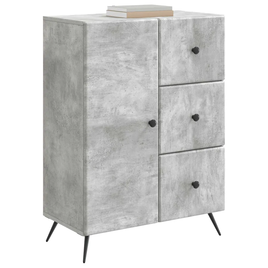 Buffet Gris béton 66 x 34,5 x 90 cm Bois d'ingénierie - 3