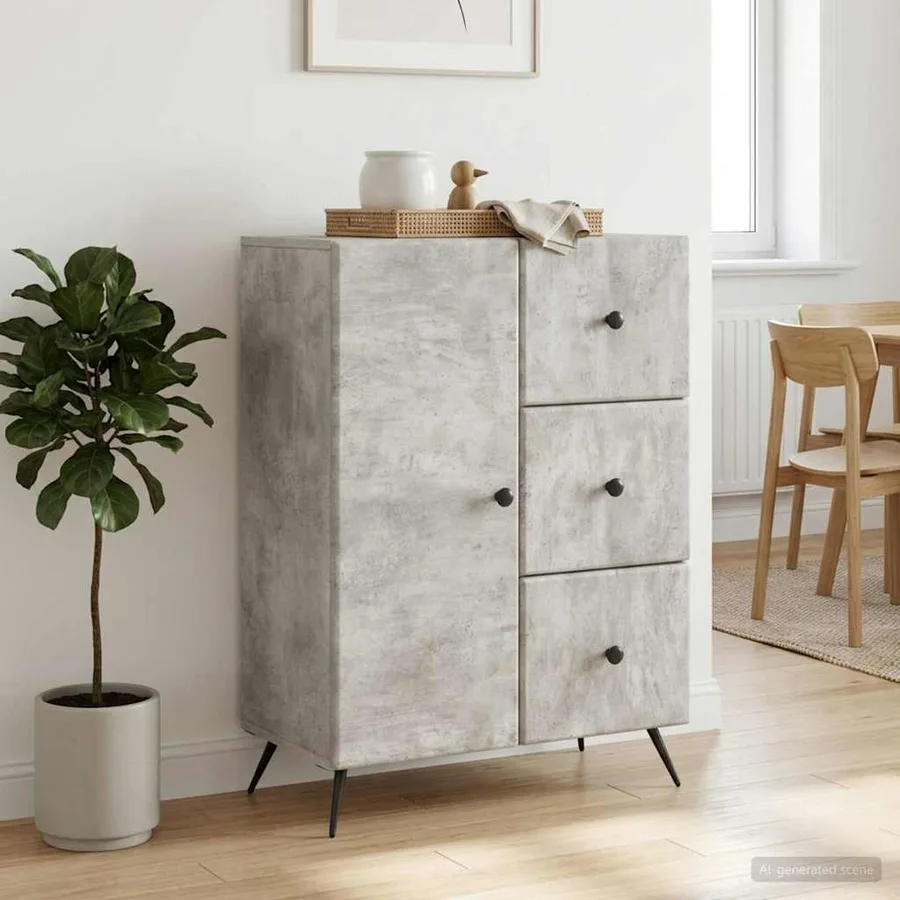 Buffet Gris béton 66 x 34,5 x 90 cm Bois d'ingénierie - 4